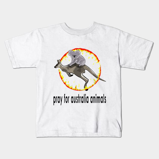 pray for australia animals save koala and kangaroo Kids T-Shirt by ArticArtac